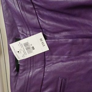 Ashley Stewart purple leather pants size 16